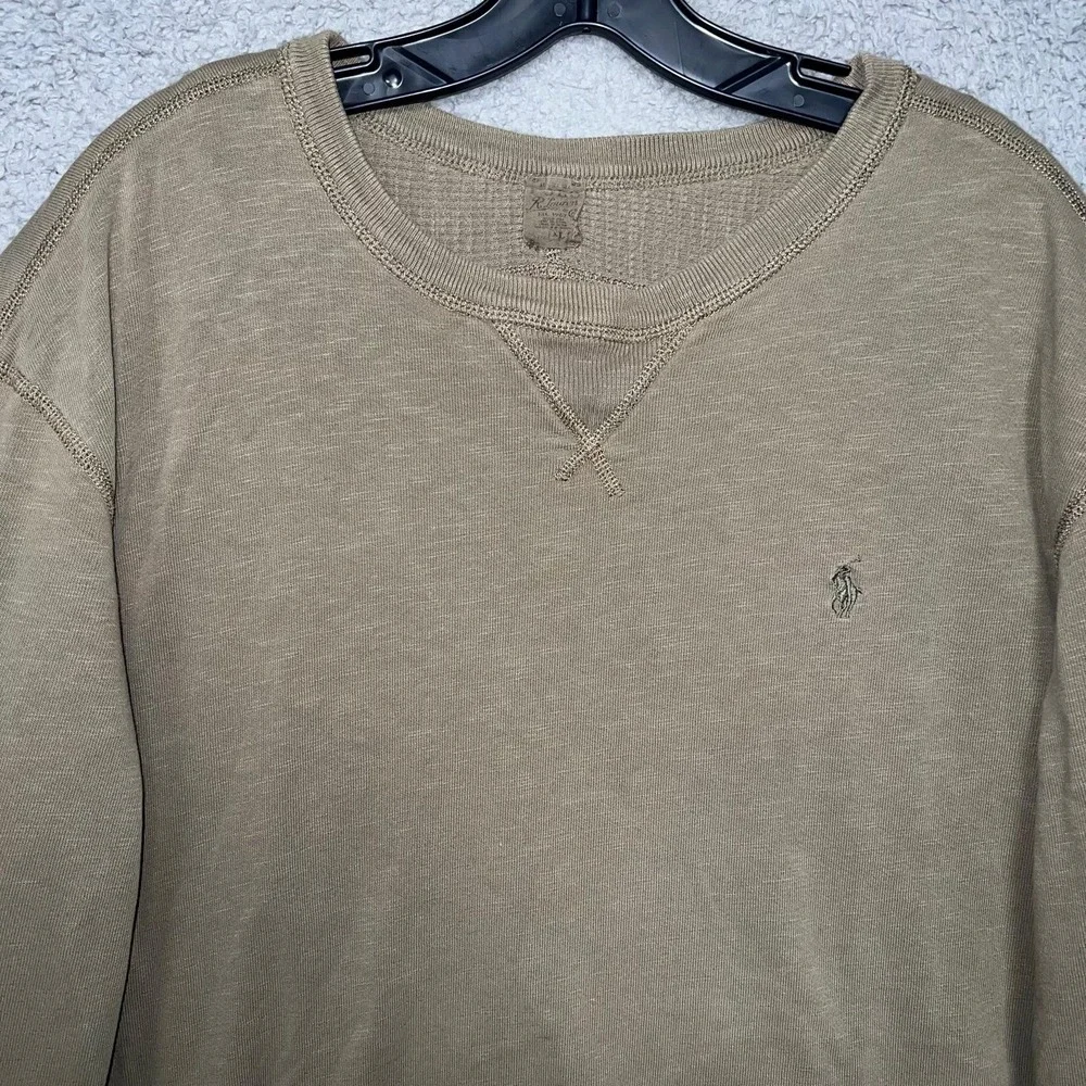 VTG Polo Ralph Lauren RRL Sweater Men XL Khaki Sportsman Outfitter Thermal Lined